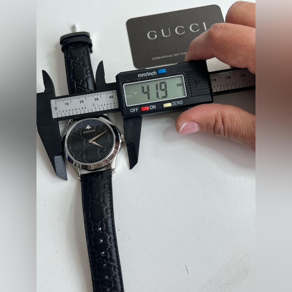 Gucci Men's 126.4 YA1264031 G-Timeless GG Black Leather Watch - Picture 13 of 16
